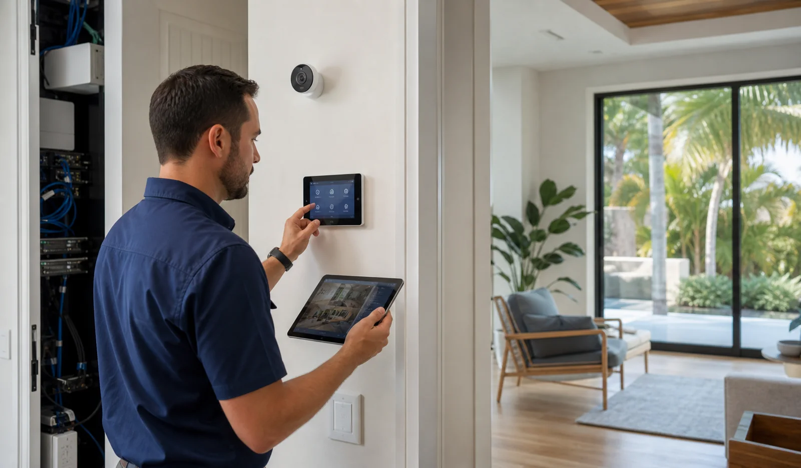 AGE technician commissioning residential security and networking